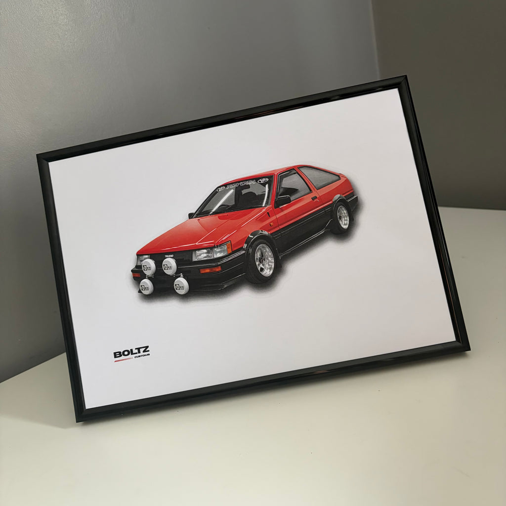Car Poster A4 TOYOTA COROLLA TWIN CAM